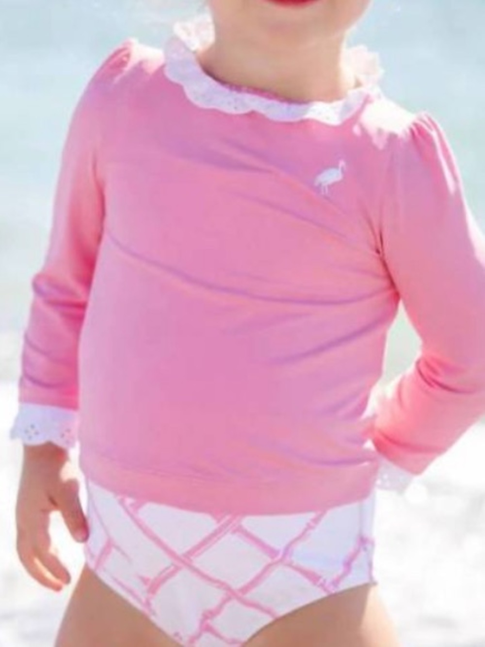 NWT The Beaufort Bonnet Company Pink Long-Sleeve Girls' Rashguard Set size 12